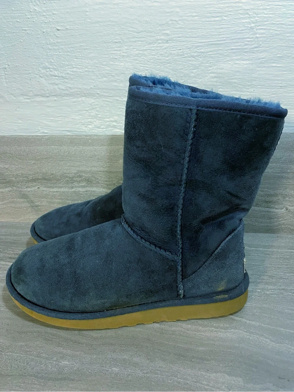 UGGs Navy Blue Shearling-Lined Ugg Boots Size 7